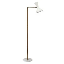 Pisa Swing Arm Floor Lamp - White / Brass