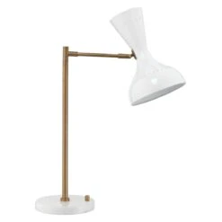 Pisa Swing Arm Table Lamp - White / Brass