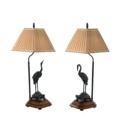 Meiji Crane Lamps - Pair