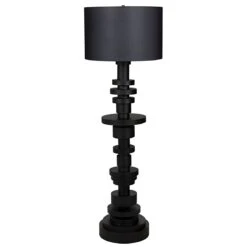 Noir Wilton Floor Lamp With Shade, Black Steel