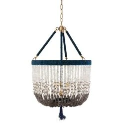 Malibu Indigo Beaded Chandelier - Nickel