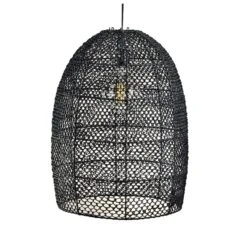 Anisa Black Abaca Pendant Lamp 22.25"-Inch Tall